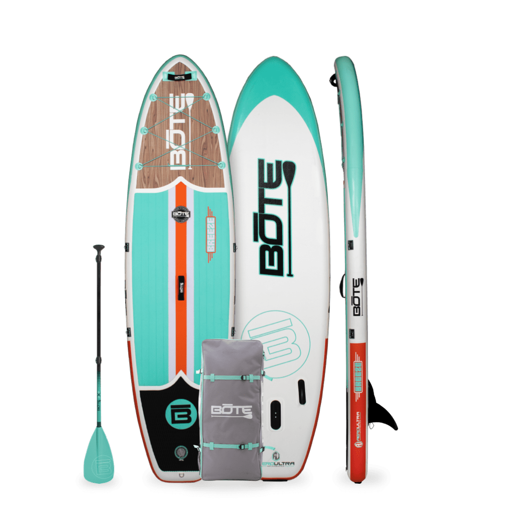 Breeze Aero 10′8″ Classic Teak Inflatable Paddle Board | Inflatable SUP | BOTE