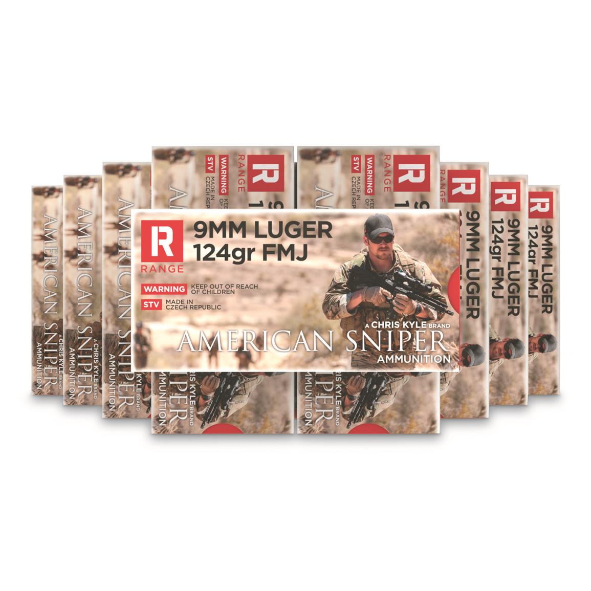 American Sniper Range, 9mm, FMJ, 124 Grain, 1,000 Rounds