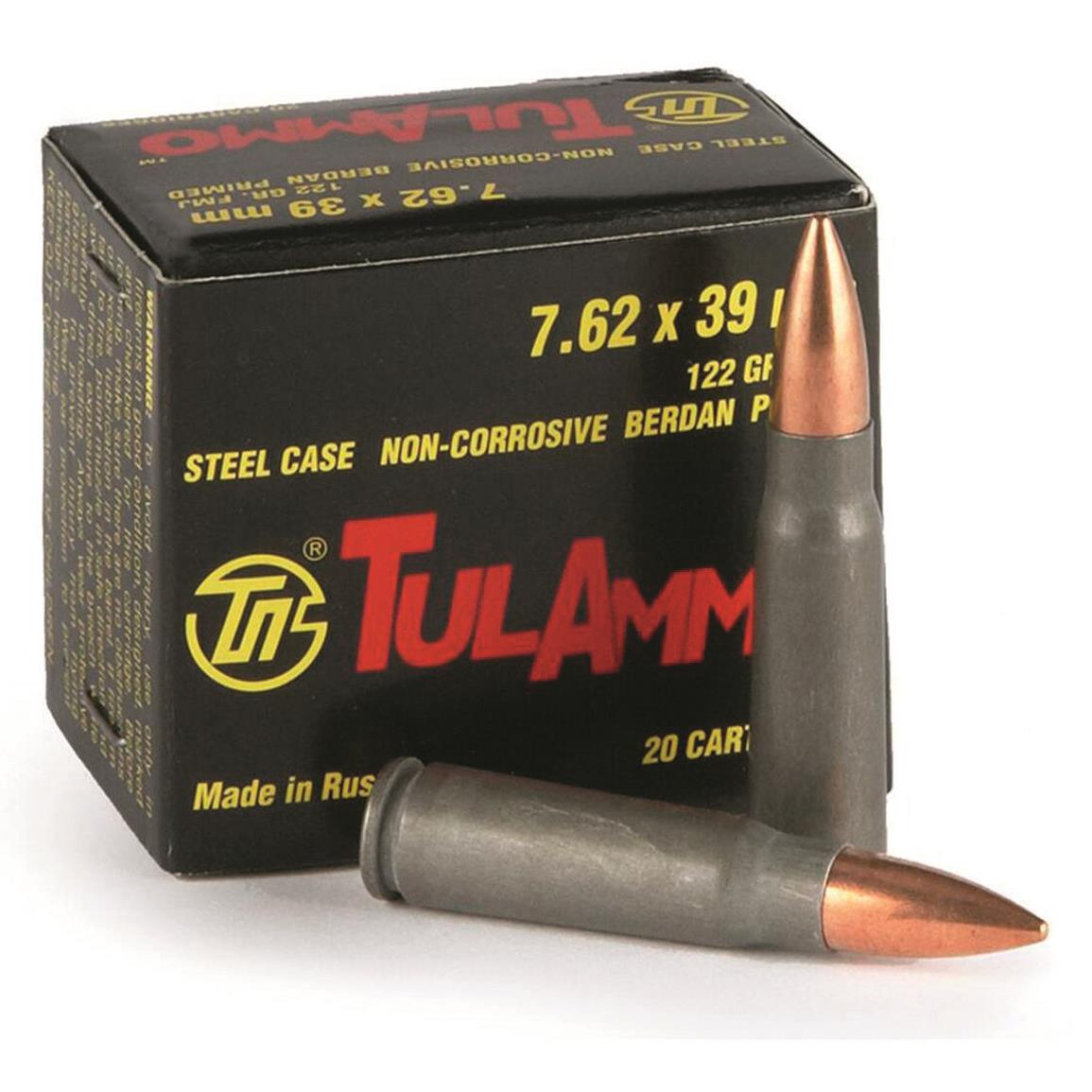 TulAmmo, 7.62x39mm, FMJ, 122 Grain, 1,000 Rounds