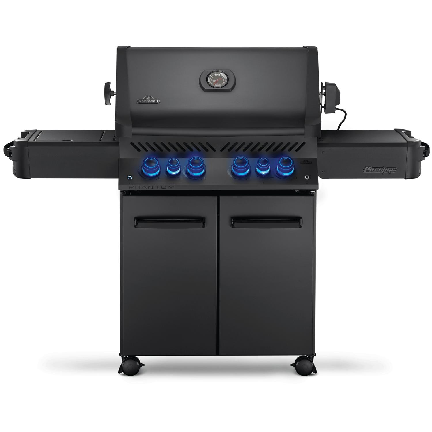 Napoleon Phantom Prestige 500 Propane Gas Grill with Infrared Rear Burner, Infrared Side Burner, & Rotisserie Kit – Matte Black – P500RSIBPMK-3-PHM